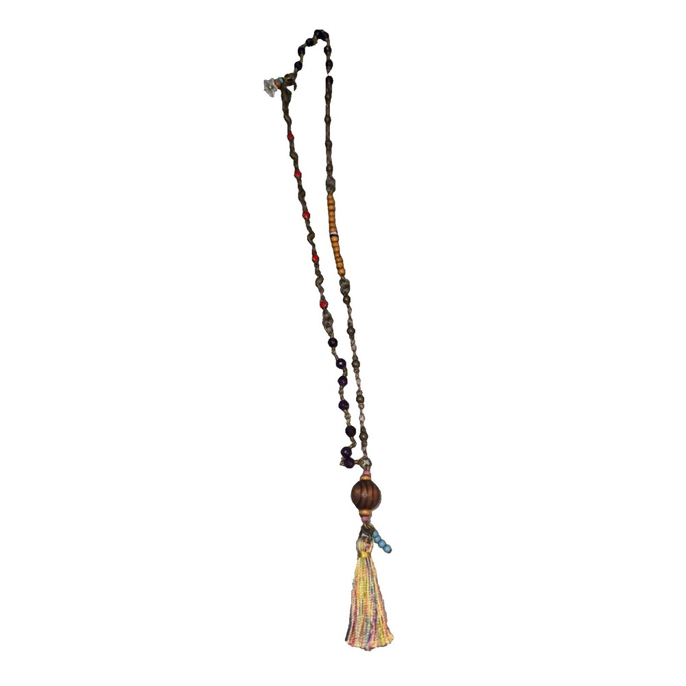 Beaded Tassel Necklace 12.5 in. Long